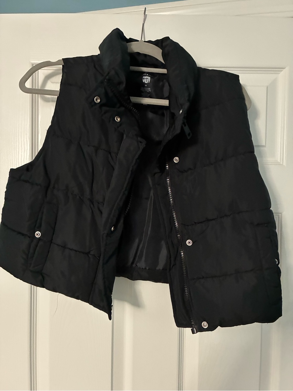 Ultra Flirt Black Quilted Puffer Vest with High Collar
